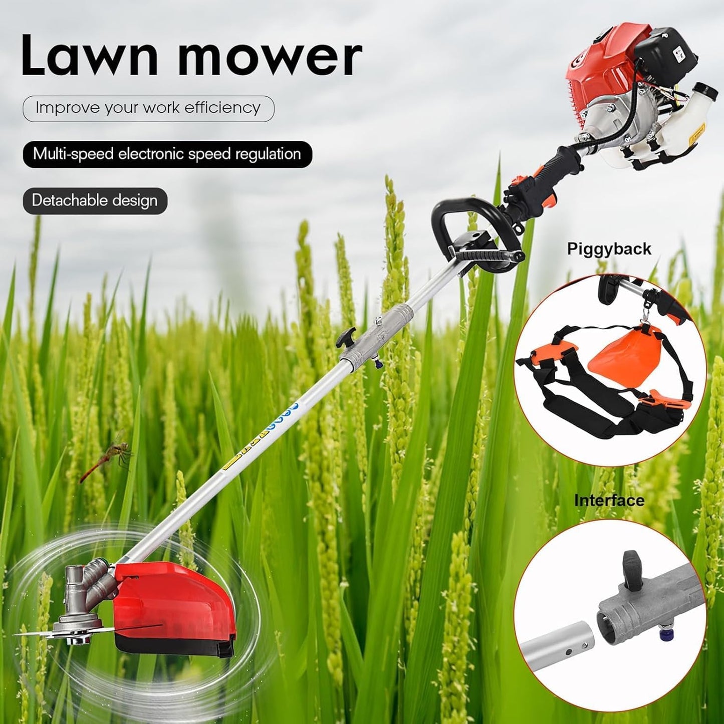 5 in 1 Multifunctional Weed Eater, 52CC 2-Cycle Gas Cordless Hedge Trimmer, 2025 Upgraded Weed Eater Gas Powered, String Trimmer, Handheld Chainsaw Brush Cutter for Yard, Garden