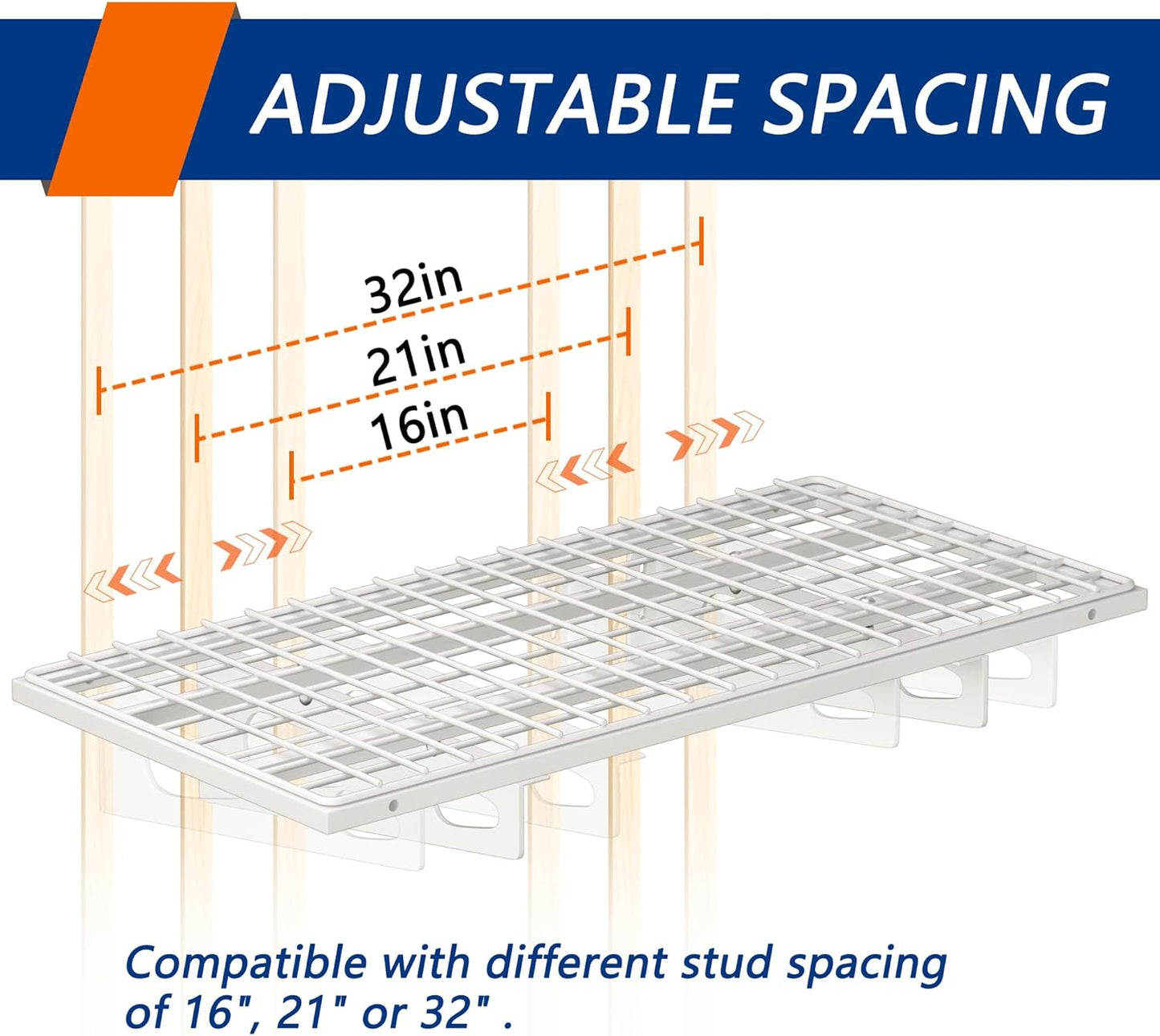 2-Pack 1.5x3FT Garage Shelving 17.7-inch-by-35.8-inch Wall Shelf Garage Storage Rack Wall Mounted Floating Shelves,White