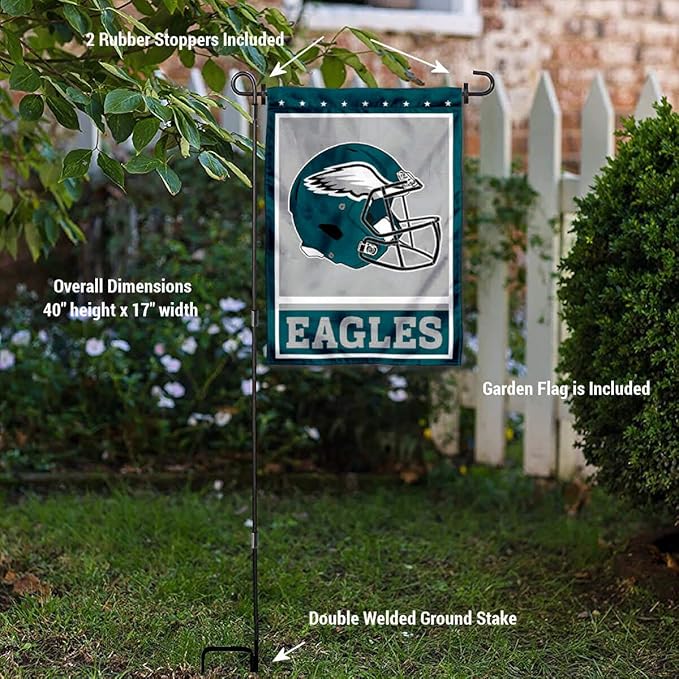 WinCraft Philadelphia Eagles Football Garden Flag and Pole Stand Holder