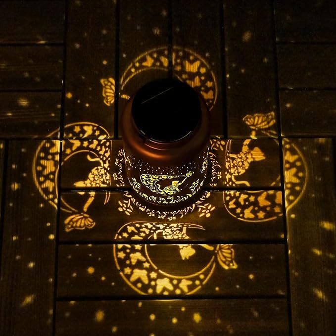 Solar Lanterns Outdoor Waterproof - Cat Garden Decor Birthday Gifts for Women Mom Grandma Hanging Solars Lights Metal Solar Lantern for Outside, Patio, Outdoor, Yard, Backyard, Porch