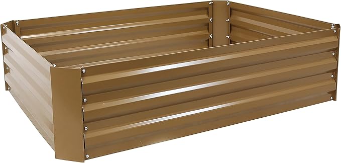 Sunnydaze 11.75" H Raised Metal Garden Bed - Galvanized Raised Garden Bed Outdoor for Vegetables and Flowers - Brown - 4' x 3' Rectangle