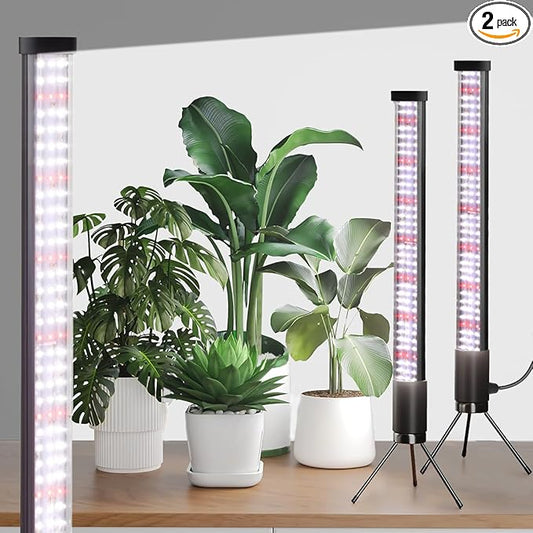 2-Pack, T10 Vertical Grow Light, 6000K Full Spectrum Desktop Plant Light 18.9",Hung or Stood, with 3 Modes & 5 Dimming Levels, Suitable Small & Medium Plants Indoors, Auto On Off Timing 4/8/12/18Hrs