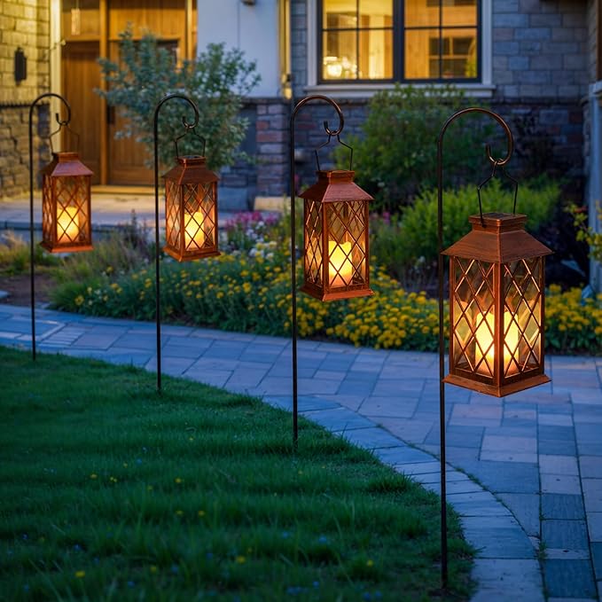 2Pack 11" Outdoor Solar Lanterns Waterproof Garden Gifts Women, Flickering Flameless Candle Mission Lights for Patio, Table ,Outdoor, Party, Yard,Lawn,Mothers' Day Gifts for Mom (Antique Copper)
