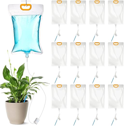 Rtteri 24 Pcs 3.5L Plant Water Bag Plant Watering System Device Automatic Plant Waterer Self Watering rip Bag Irrigation Drip Watering Bag with Adjustable Flow for Indoor Outdoor Potted Plant