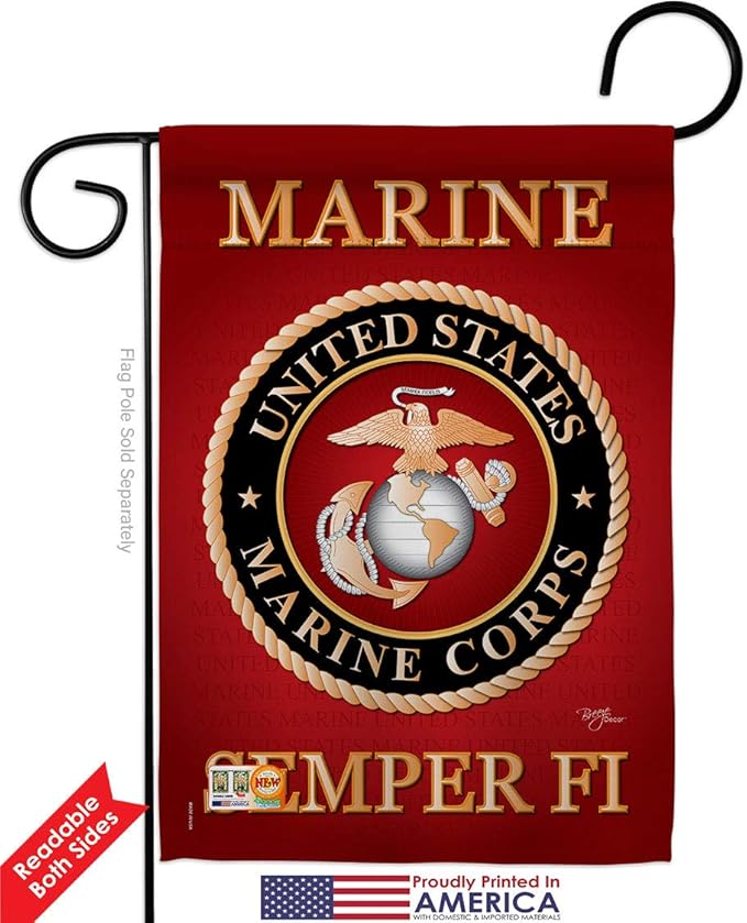 Breeze Decor GP108057-BOAF Marine Corps Americana Military Decorative Vertical Pack, Garden Flag 13"x 18.5", Thick Fabric