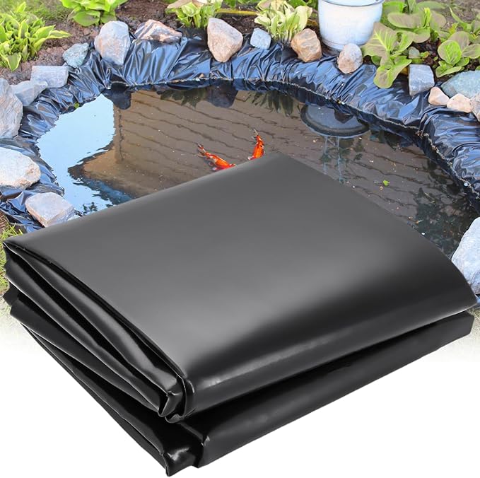 7 x 10 FT Pond Liner, HDPE Pond Liners for Outdoor Ponds 20 Mil Easy Cutting Puncture Resistant Impermeable Pond Liners Skins for Koi Fish, Water Garden Waterfall Fountain Aquaculture Pond