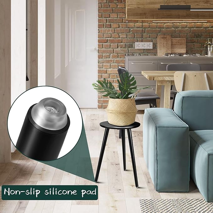 Uneedem Indoor Plant Stand Wood Mid Century Plant Stand for Indoor Plants, Modern Plant Table,Tall Plant Holder for Flower Pots, Small Round Side Table, End Table (B2-Black,High: 16.5")