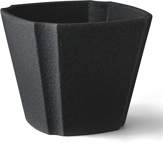 ARBORA 20" Monaco Square Polyresin Indoor and Outdoor Planter with Classic Black Finish - Durable, Weatherproof, Lightweight, Large Plant Pot for Patio, Garden, Deck, Entryway