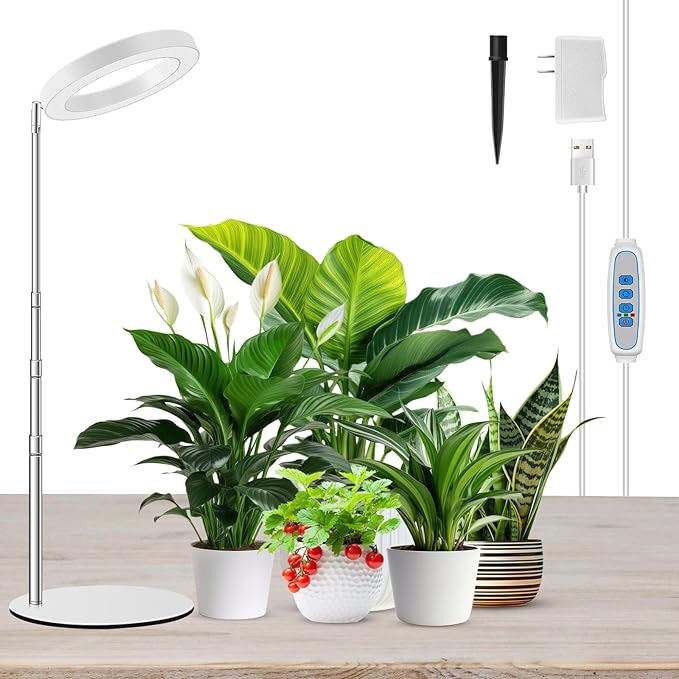 Grow Lights for Indoor Plants Full Spectrum, 80 LEDs Plant Light for Indoor Growing with 2 Mounting Options, 6H 12H 16H Timer, 3 Spectrum Modes, 37.4 in Height Adjustable Desk Grow Lamp