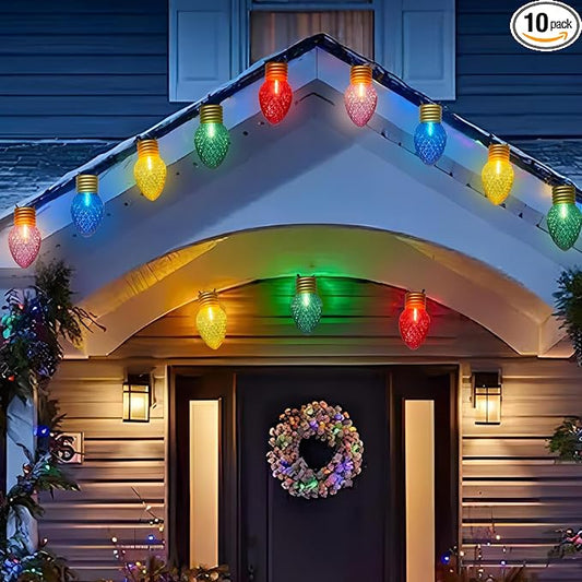 Jumbo Christmas Lights String,16FT C7 Giant Christmas Lights Decorations Connectable Hanging Lights with 10 Multicolor Strawberry Big Bulb for Roof Yard Garden Outside Decor