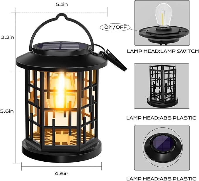 Solar Lanterns Outdoor Waterproof, Outdoor Solar Lights for Garden, Patio Yard Party Outdoor Decor, 2 Pack