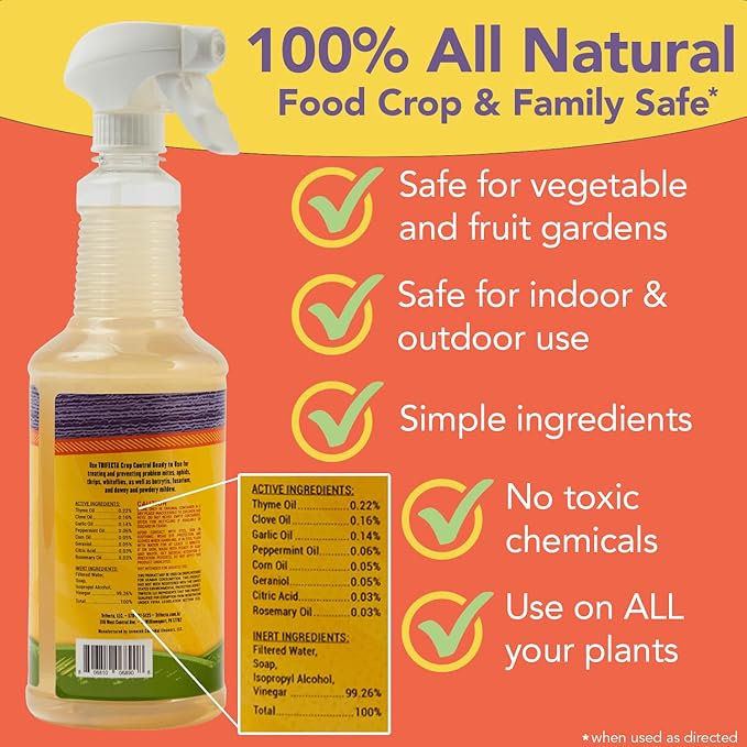 Trifecta Crop Control Insecticidal Soap for Plants | All Natural Fungicide for Plants | Spider Mite Killer Indoor Plants, Food Safe Pesticide, Herbicide, Spider Mites Spray for Plants (32oz - 2 Pack)
