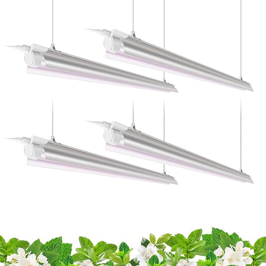 Barrina LED Grow Light 4FT,168W(4 x 42W, 1000W Equivalent), Full Spectrum, V-Shape with Reflector Combo, Grow Lights for Indoor Plants, Greenhouse, 4-Pack