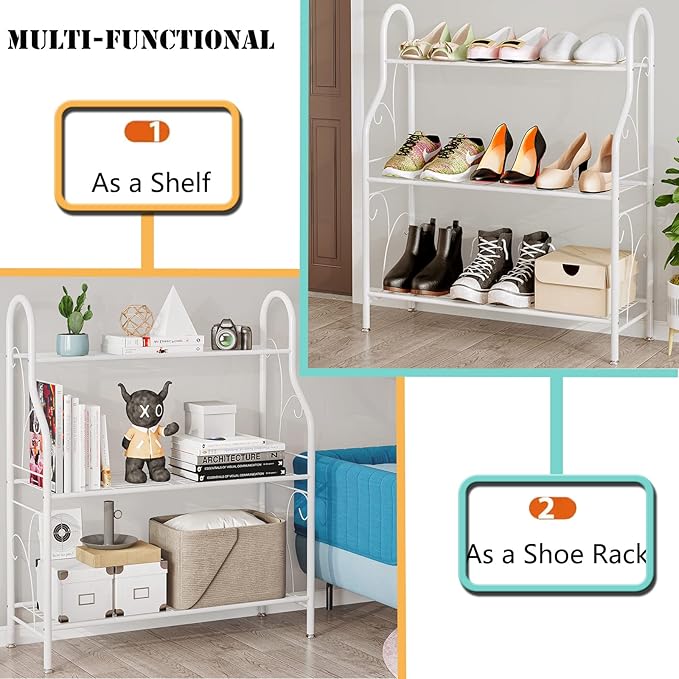 SORCEDAS Plant Stand Indoor Outdoor Plant Shelf 3 Tier Metal Corner Flower Stand Multiple Holder for Patio Garden Balcony Living Room, White