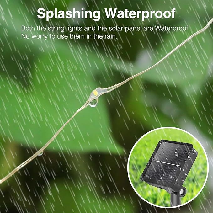 kolpop Solar Fairy Lights for Outside Waterproof, 3 Pack 32FT 80LED Solar Powered String Light Outdoor, 8 Modes Copper Wire Solar Twinkle Lighting for Tree Garden Yard Christmas(Cool White)