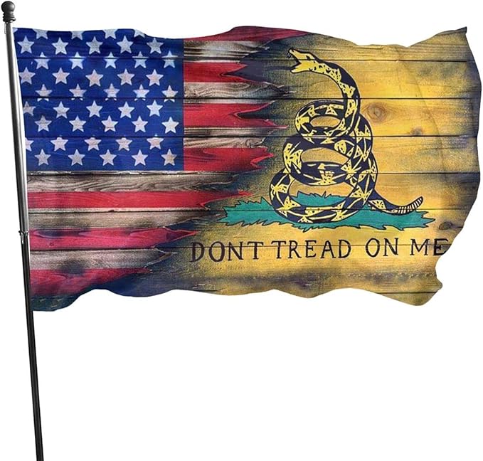 Us Flag Don‘t Tread On Me Flag 3x5 Feet Outdoor/Indoor Retirement Decoration Family America Flag Translucent Single Side Banner Sign