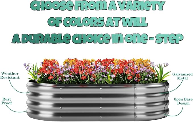 Galvanized Metal Planter Raised Garden Bed Kit for Gardening Outdoor，4x2x1ft Planter Grow Garden Box Raised Flower Bed，Long Vegetable Clearance Herb Raised Garden Beds for Gardening Black