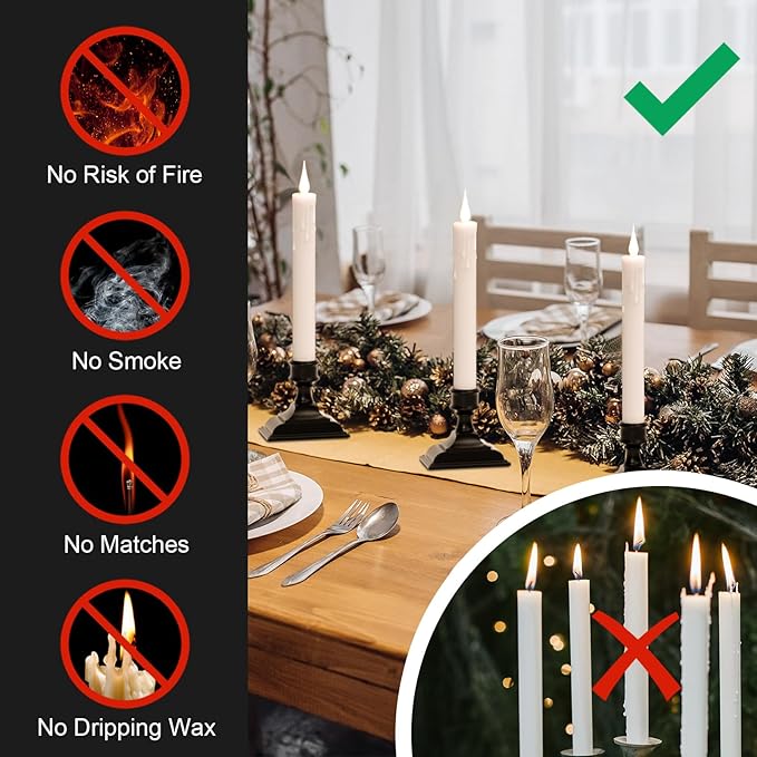 DRomance Flameless Window Candles with Remote Timer, 4 Pack White LED Flickering, Dripping Wax Effect, Suction Cups Included