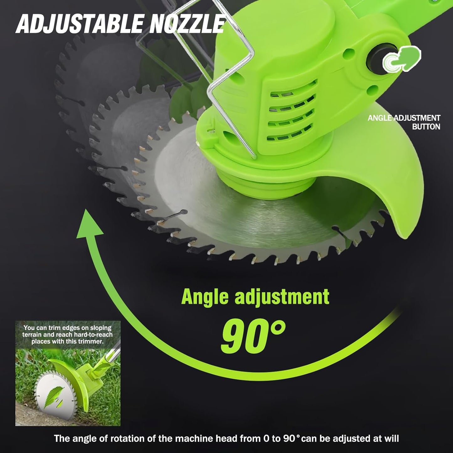 ALSO GO 21V Electric Weed Wacker, Weed Trimmer, Battery Powered Grass Trimmer with 2pcs Batteries, 3 in 1 Cordless Weed Eater with Wheels, Stringless Lightweight Grass Cutter for Lawn Garden Yard