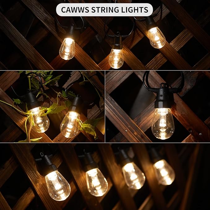 LED Outdoor String Lights 27FT,Patio lLights with 10 Dimmable Bulbs,IP66 Waterproof Shatterproof, with Remote Control,2700k Outside Hanging Lights for Backyard Porch Garden Decoration