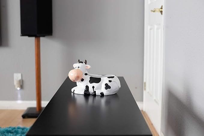 Cow Planter Pot - Cow Print Party Decoration Supplies - Garden Backyard Cow Stuff Statue - Flower Ceramic Succulent Planter - Plantador de Vacas - Large 9" with Drain