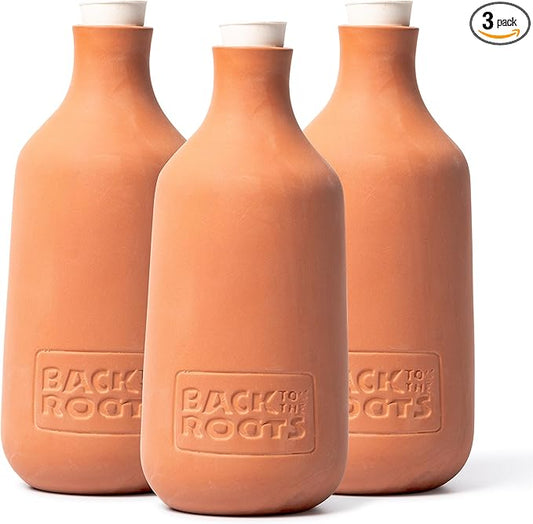 Back to the Roots Self-Watering Terracotta Olla Pot (Pack of 3), 700mL Provides 1 Week of Precision Watering