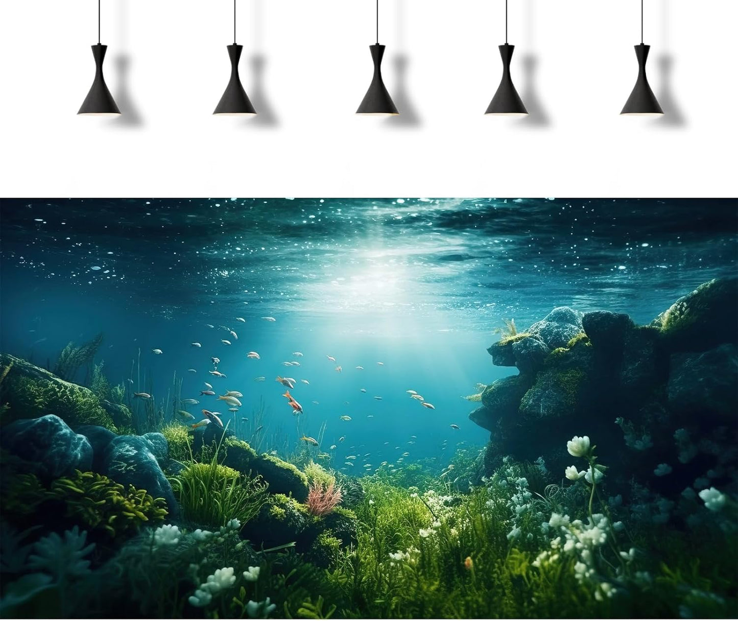 Underwater Aquarium Background Under The Sea Fish Tank Background Ocean Floor Green Aquatic Plants Aquarium Backgrounds Deep Sea Sunray Tropical Fish Aquarium Tank Backgrounds 72x24in