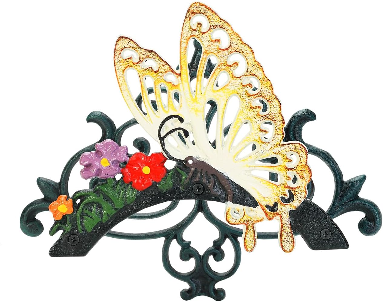 Sungmor Cast Iron Garden Hose Holder, Heavy Duty Wall Mounted Hose Hanger, Decorative Butterfly Water pipe Organizer, Hose Reel Rack for Outside, Garden Yard Decor