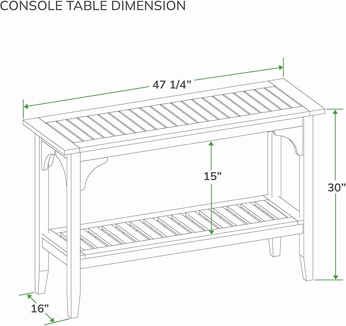 Cambridge Casual Teak Auburn Outdoor Console Table, Solid Indonesian Teak Wood in Weathered Gray Finish, Stylish and Durable Patio Accent or Plant Table for Porch, Deck, Garden, or Outdoor Entryway