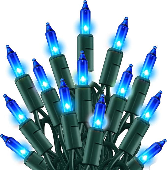 TW SHINE Blue Christmas Lights, 20FT 100 Count Incandescent Christmas Mini Tree String Lights, Waterproof Christmas Decorations for Outdoor Indoor Xmas Patio Home Party Garden Yard Decor