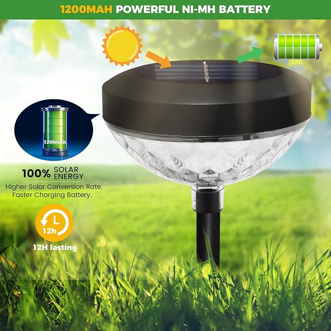 pearlstar Solar Pathway Lights 6 Pack,Outdoor Solar Garden Lights,RGB Color Changing+Warm White,IP65 Waterproof,Solar Powered Garden Light for Walkway Yard Backyard Lawn Landscape Decor