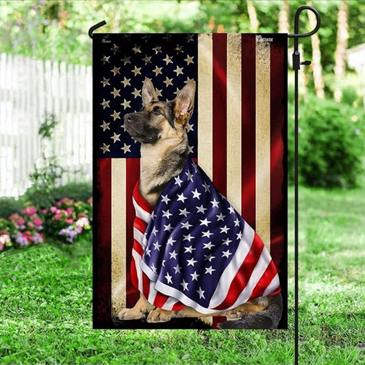 FLAGWIX German Shepherd Flag - Outdoor German Shepherd Decorations, Garden Flag (11.5" x 17.5"), Heavy-duty Canvas German Shepherd Patriot Flag Double Sided Garden Flag