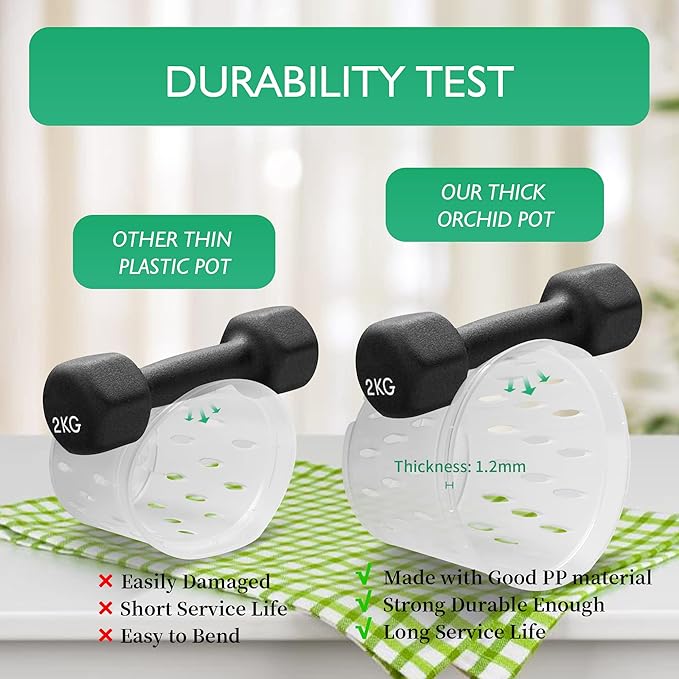 Orchid Plants- 2 Each of 4, 5, 6 and 7 inch- 8 Sets with Saucers, Orchid Pots with Holes and Clear Plastic Orchid Pots for Repotting