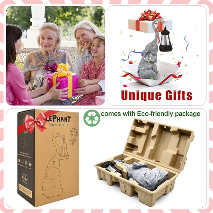 Goodeco Elephant Statue for Garden Decor with Gift Appeal - Ideal Gifts for Women, Mom or Birthdays, Beautifully Crafted Outdoor & Home Decor to Wow Your Guests (11" Elephant)