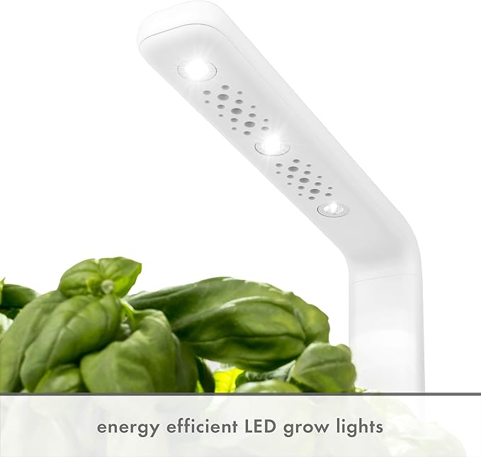 Click & Grow Smart Garden, 3 Pods Indoor Herb Growing System (3 Basil Pods Included)| Easier Than Hydroponics Growing System, Automatic Nutrients, Watering and Grow Light, Noise-free Technology, Beige