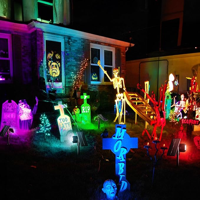 JSOT Spot Lights - Solar Lights Outdoor Solar Powered Spotlight Waterproof Green Light Landscape Lighting for Garden Yard Pathway