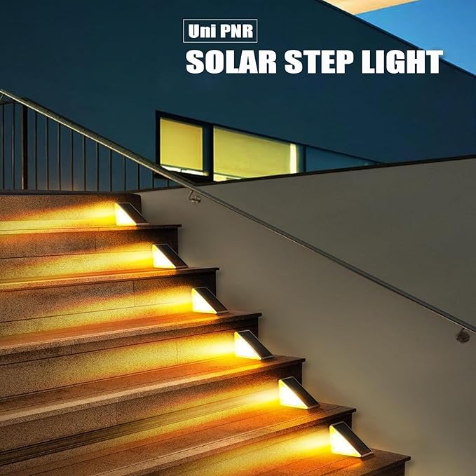 Solar Stair Lights Outdoor, 6 Pack Outdoor Solar Lights Waterproof IP67, Solar Step Lights for Outside, Patio, Decor, Yard, Garden, Front Door, Porch (Cool White)