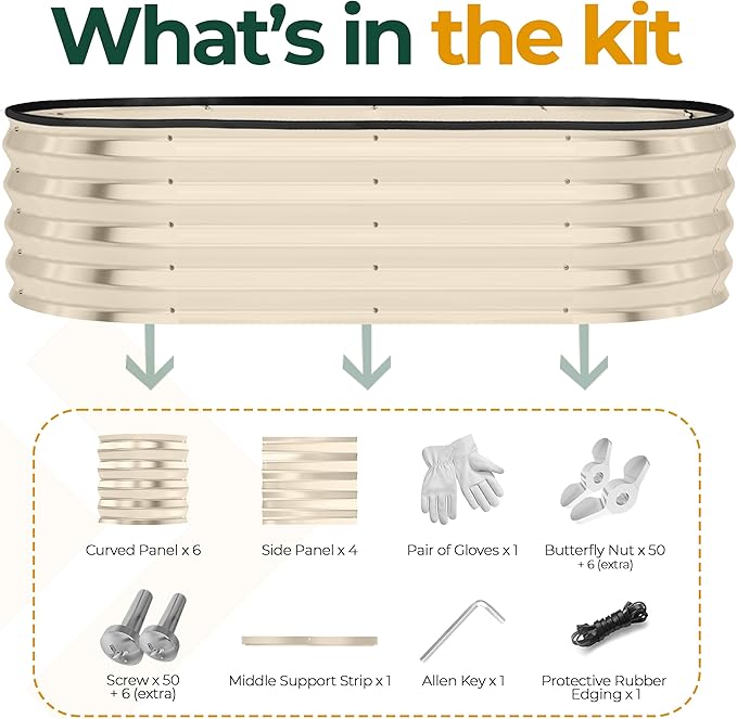 Utopia Home Galvanized Raised Garden Bed, 4 by 2 feet Lightweight Planter Boxes Outdoor with Easy Assembly, Large Garden Bed for Vegetables, Fruits, Flowers, Beige