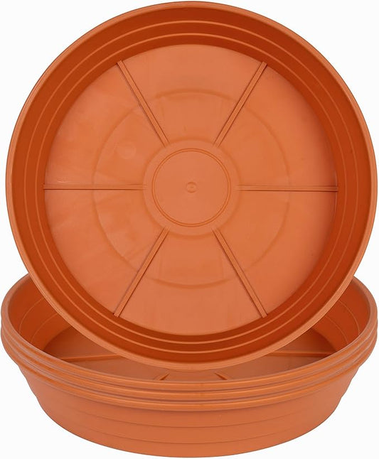 Plant Saucer 6 Inch 4 Pack 6 8 10 12 14 16 18 20 25, Plastic Plant Trays for Pots，Extra-Deep Plant Water Dray Tray, Bird Bath Bowl, Heavy Flower Plant saucers Indoors and Outdoor No Holes 6in-4 red