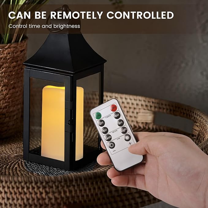 9PACK Outdoor Waterproof Plastic flameless Candles with Remote Control LED Flickering Battery Operated Pillar Candles Cycling 24 Hours Timer (D3 xH5.5) for Camping, Weddings, Party,Home Decoration