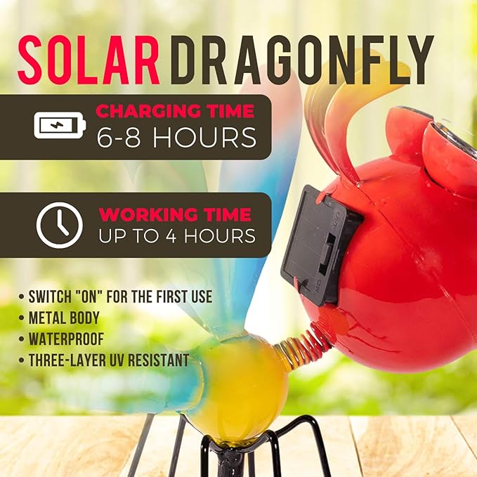 Dragonfly Garden Decor - Shefio Metal Yard Art Specializes In Products That Enhance Outdoor Spaces - Creates A Magical Garden Ambiance - Whimsical Garden Decor