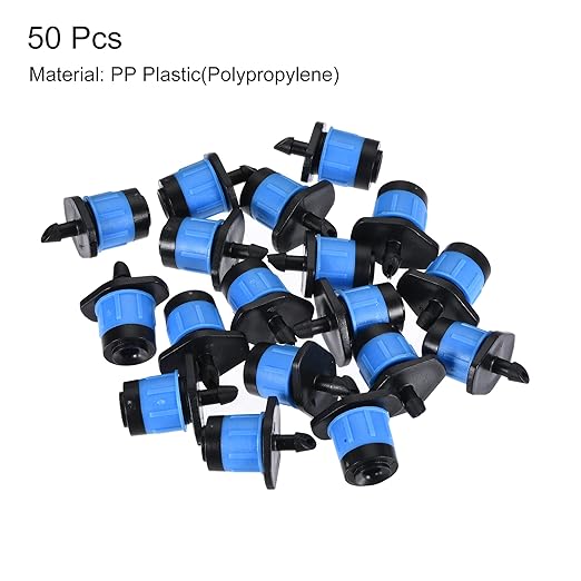MECCANIXITY Drip Emitters Fan Shape Adjustable 360 Degree Blue for 1/4" Irrigation Tube Hose 50pcs