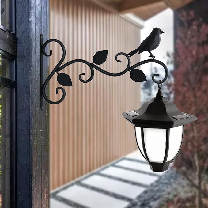 Hanging Plants Bracket 12" Bird Planter Outdoor Hooks Hangers for Flower Baskets Pot Bird Feeder Wind Chimes Lanterns Patio Garden Outdoor Indoor Metal Black, 4 Packs