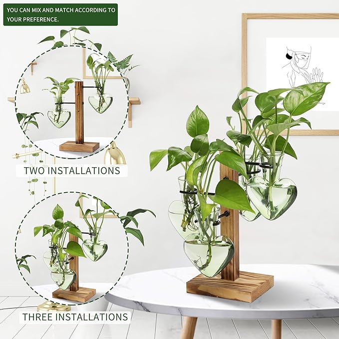 Plants Propagation Stations Plant Terrarium Kit Glass Planters for Indoor Plants House Plant Accessories Gift for Women - 4 Love Bulb Vase