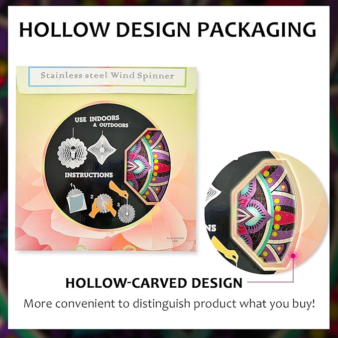 Hanging Wind Spinners for Yard and Garden Mandala Purple Star,Kinetic Wind Spinners Outdoor Worth Gift Christmas Decorations,12Inch Stainless Steel Wind Spinner for Outdoor&Indoor Decor