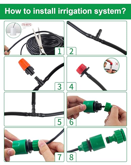 Garden 50Ft Automatic Micro Irrigation System, 1/4" Blank Distribution Plant Watering Irrigation Kit Accessories Include Atomizing Nozzle Mister Dripper for Garden Flower Bed,Patio,Lawn …