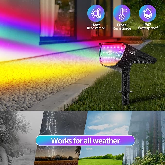 Solar Color Changing Spot Lights Outdoor, IP67 Waterproof Solar Landscape Lighting, 7 Modes Multicolor RGB Landscape Spotlights for Garden Yard Driveway Lawn Patio Pathway Easter Decorations, 4 Pack