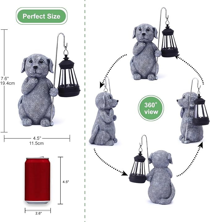 Solar Garden Decor Statues Figurine: Garden Art for Patio Balcony Yard Lawn - Unique Christmas Birthdays Gifts for Mom Grandma Women Wife Sister