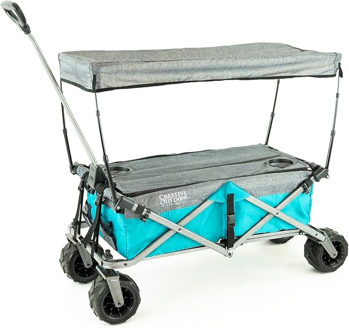 Creative Outdoor All-Terrain Deluxe Wagon | 360 Swivel All Terrain Wheels | Great for Beach, Park, Garden & Tailgate | Multiple Color Options