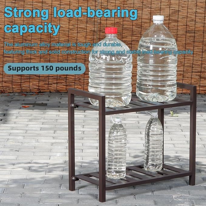 Versatile Indoor/Outdoor Plant Stand – High-Strength Aluminum with 300 LBS Load Capacity - Ideal Decor for Patios, Gardens, Living Rooms | L17.7 x W11.8 x H22 inches